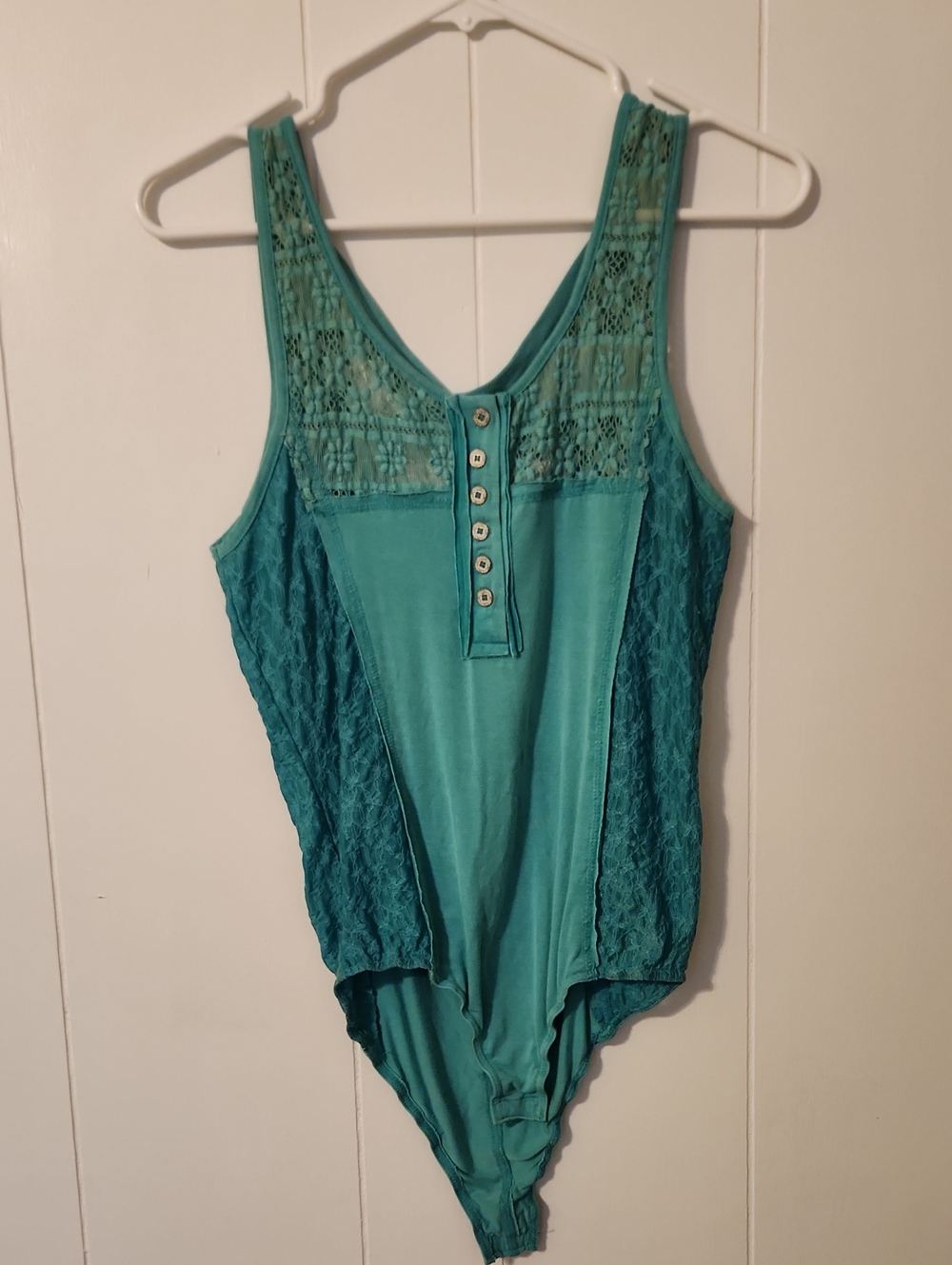 Gorgeous Pol Lace Tanktop Bodysuit In Teal Sz S